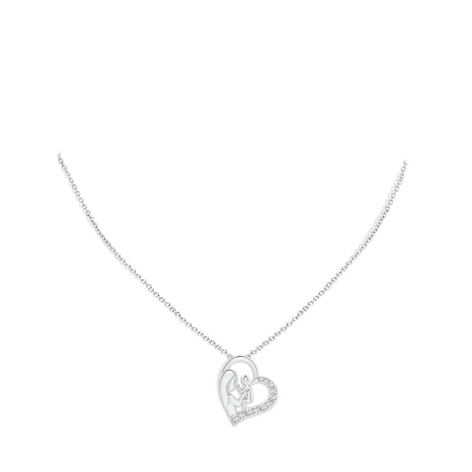 1.75mm GVS2 Diamond Heart Mother & Baby Pendant in White Gold pen