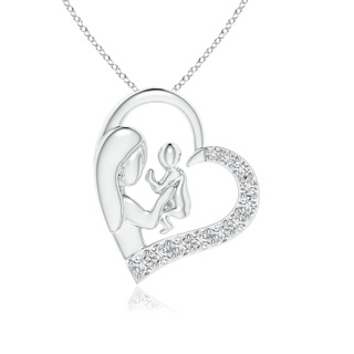 1.75mm HSI2 Diamond Heart Mother & Baby Pendant in White Gold
