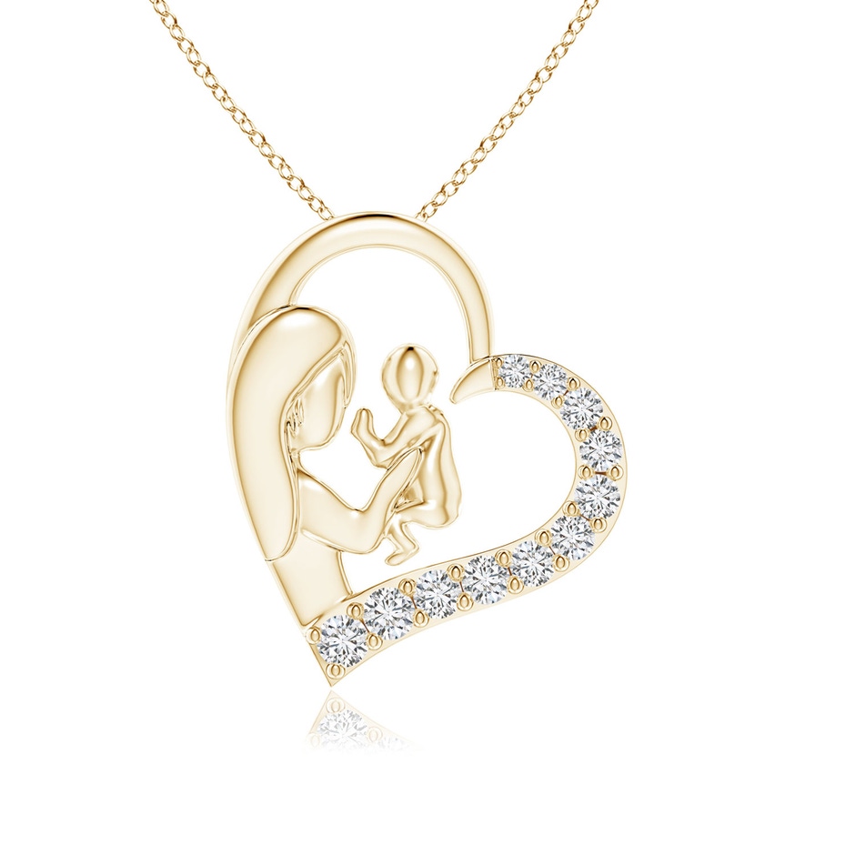 1.75mm HSI2 Diamond Heart Mother & Baby Pendant in Yellow Gold 