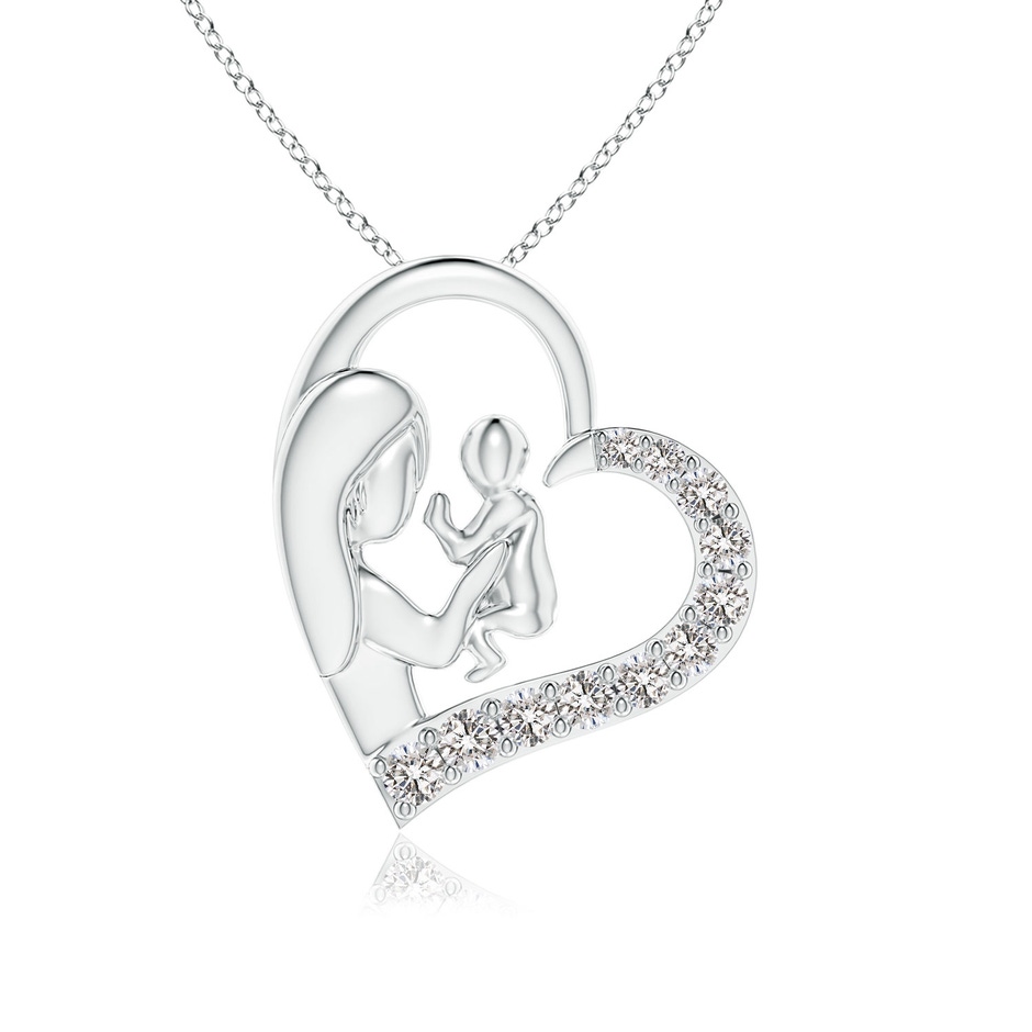 1.75mm IJI1I2 Diamond Heart Mother & Baby Pendant in 18K White Gold 