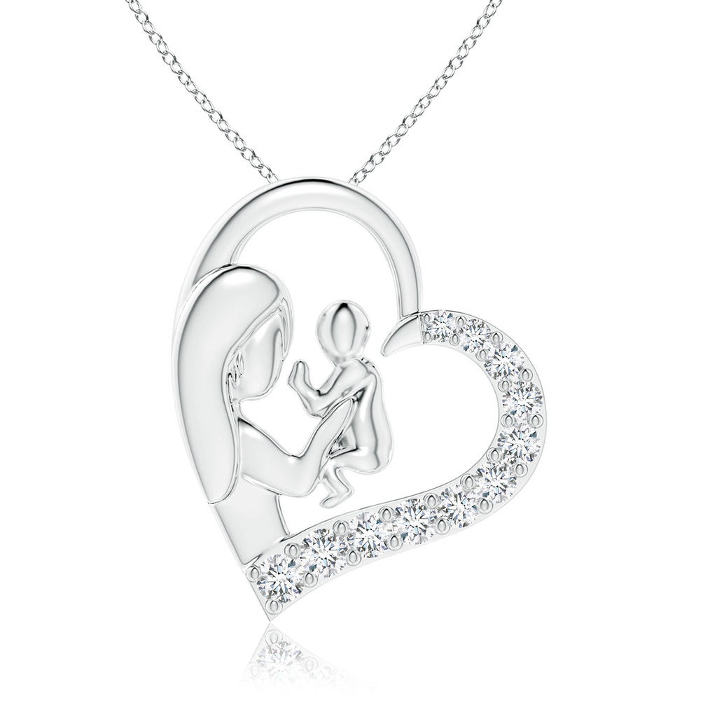 2.3mm GVS2 Diamond Heart Mother & Baby Pendant in P950 Platinum