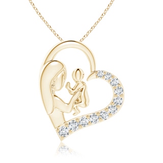 2.3mm GVS2 Diamond Heart Mother & Baby Pendant in Yellow Gold