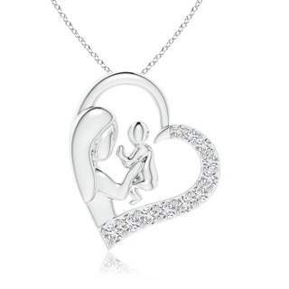 2.3mm HSI2 Diamond Heart Mother & Baby Pendant in White Gold