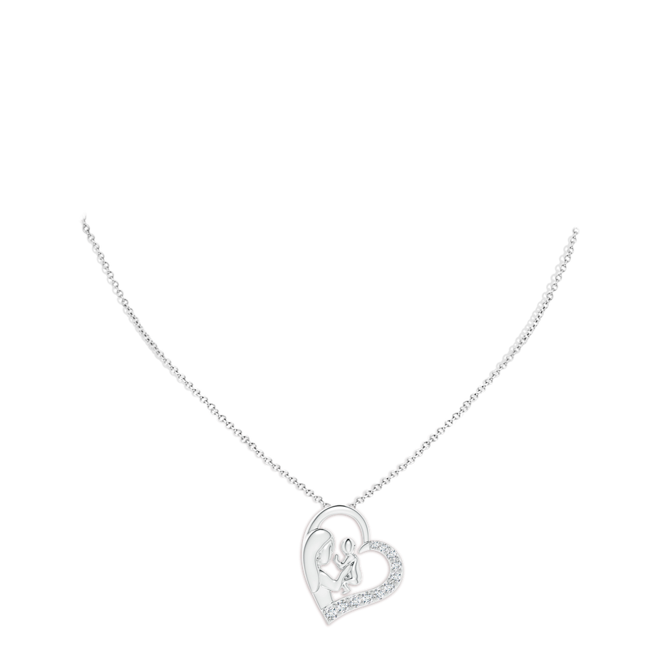 2.5mm GVS2 Diamond Heart Mother & Baby Pendant in 18K White Gold pen