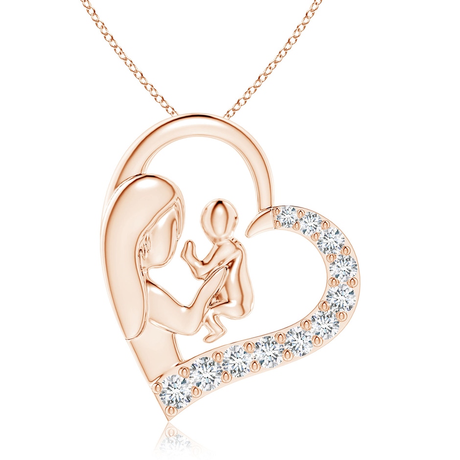 2.5mm GVS2 Diamond Heart Mother & Baby Pendant in Rose Gold 