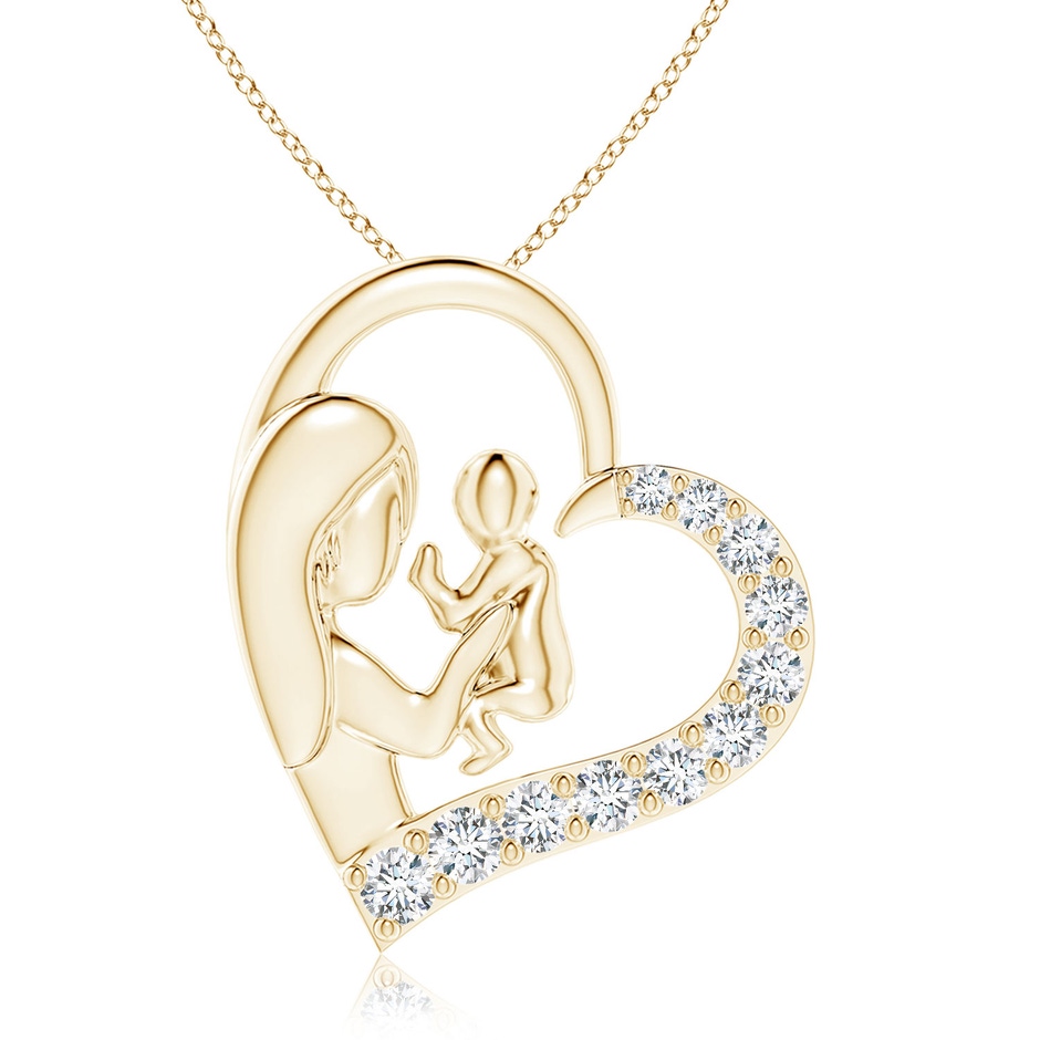 2.5mm GVS2 Diamond Heart Mother & Baby Pendant in Yellow Gold 