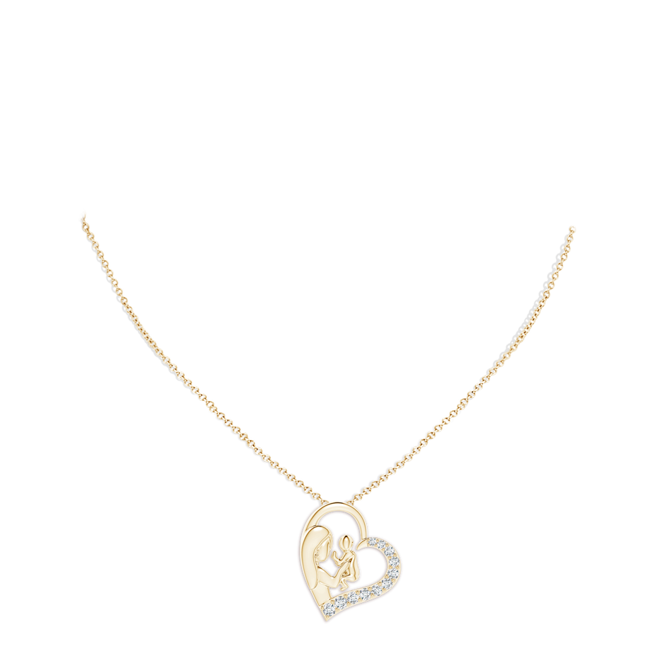 2.5mm GVS2 Diamond Heart Mother & Baby Pendant in Yellow Gold pen