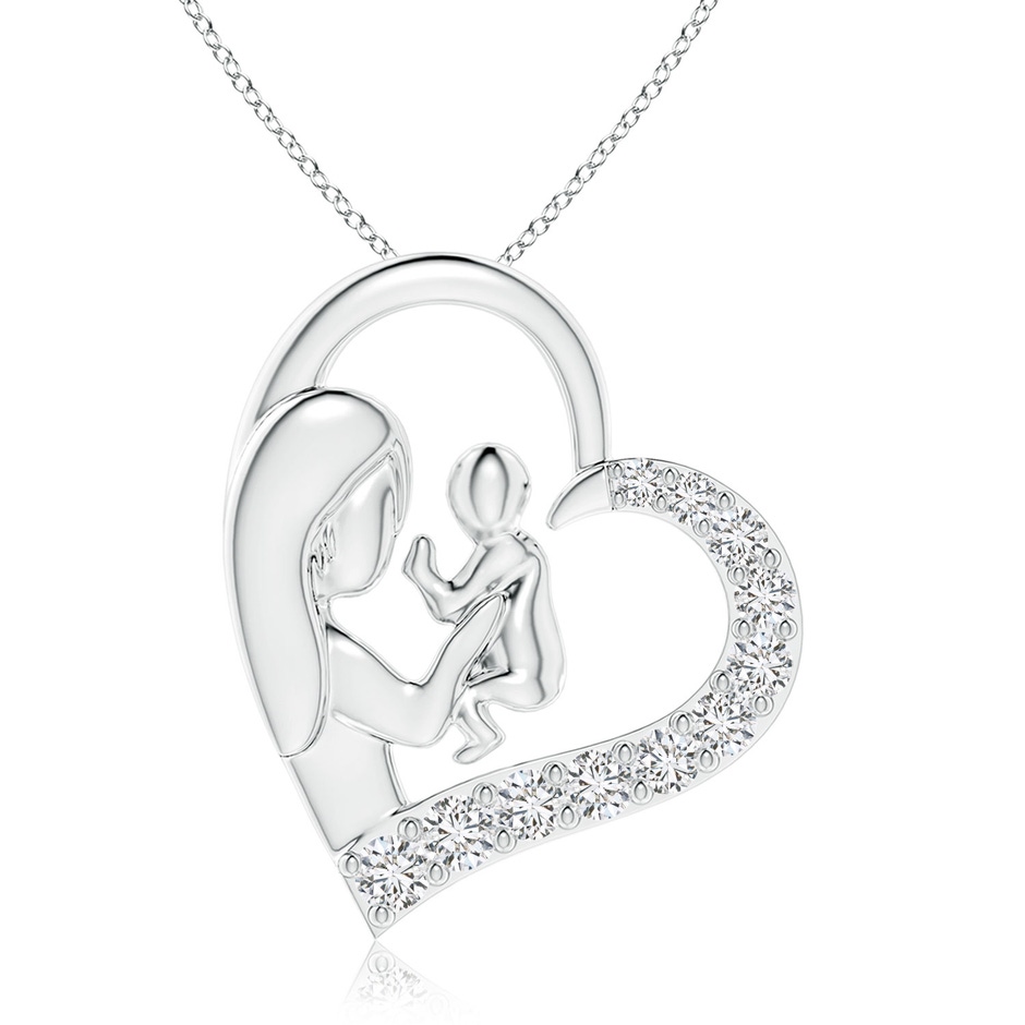2.5mm HSI2 Diamond Heart Mother & Baby Pendant in 18K White Gold 