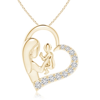 2.5mm HSI2 Diamond Heart Mother & Baby Pendant in Yellow Gold