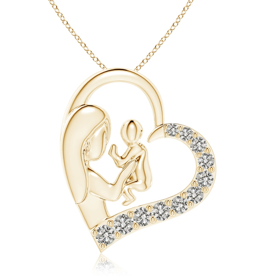 2.5mm KI3 Diamond Heart Mother & Baby Pendant in 18K Yellow Gold 