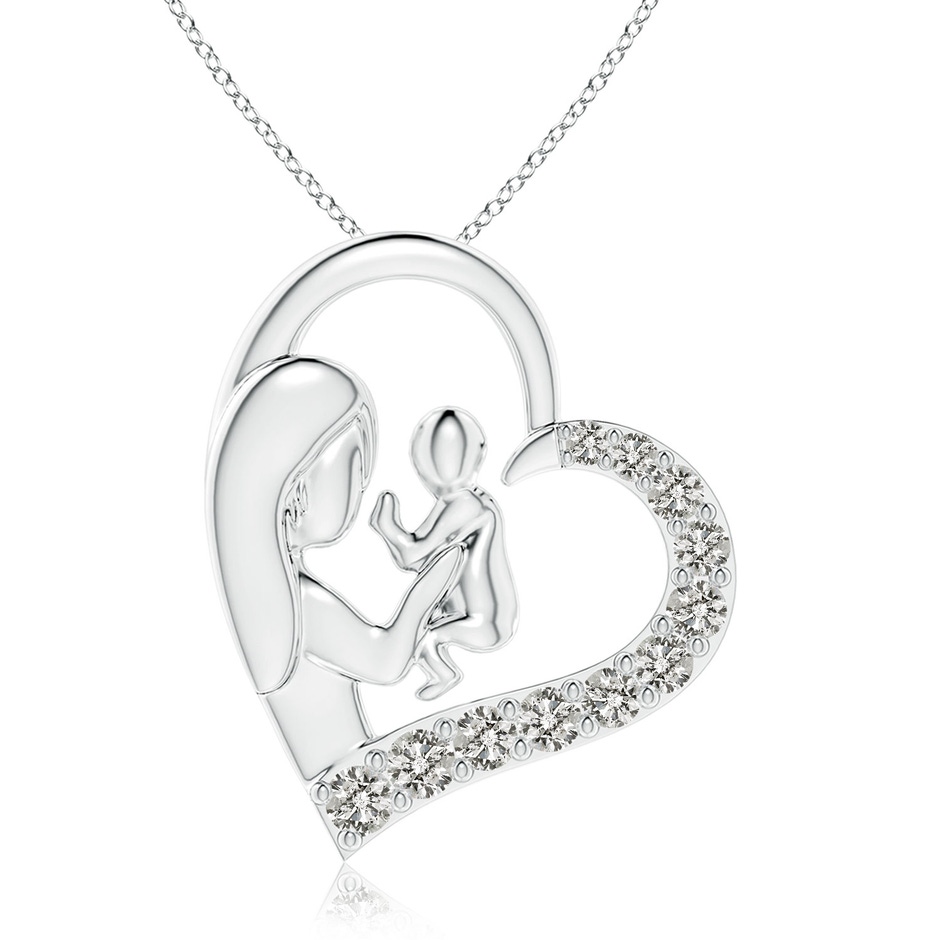 2.5mm KI3 Diamond Heart Mother & Baby Pendant in White Gold 