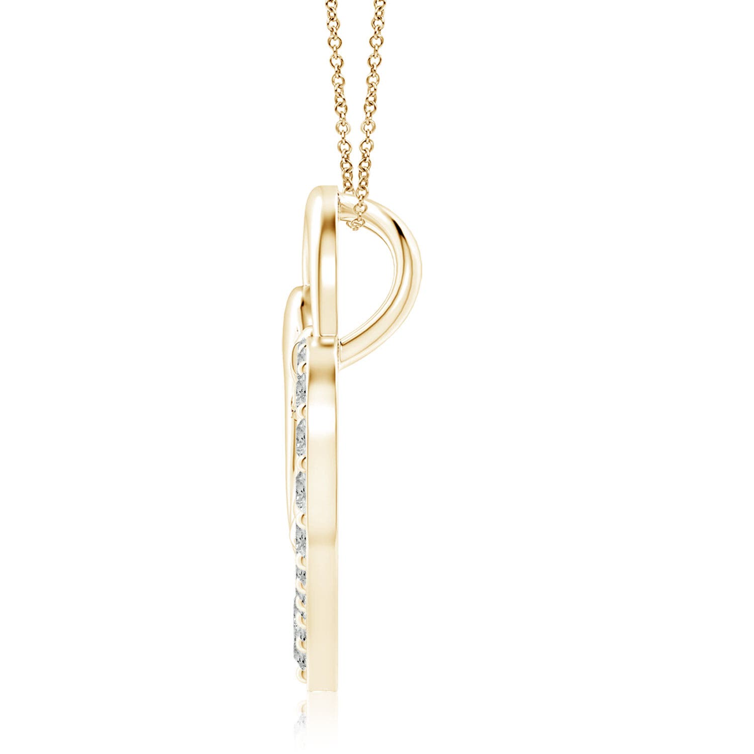 2.5mm KI3 Diamond Heart Mother & Baby Pendant in Yellow Gold - side 2