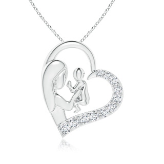 2mm GVS2 Diamond Heart Mother & Baby Pendant in P950 Platinum
