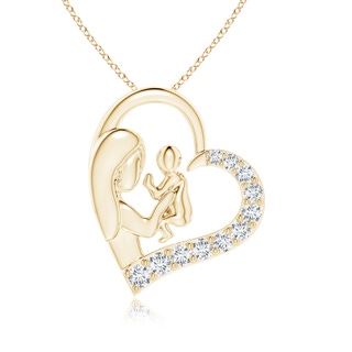 2mm GVS2 Diamond Heart Mother & Baby Pendant in Yellow Gold
