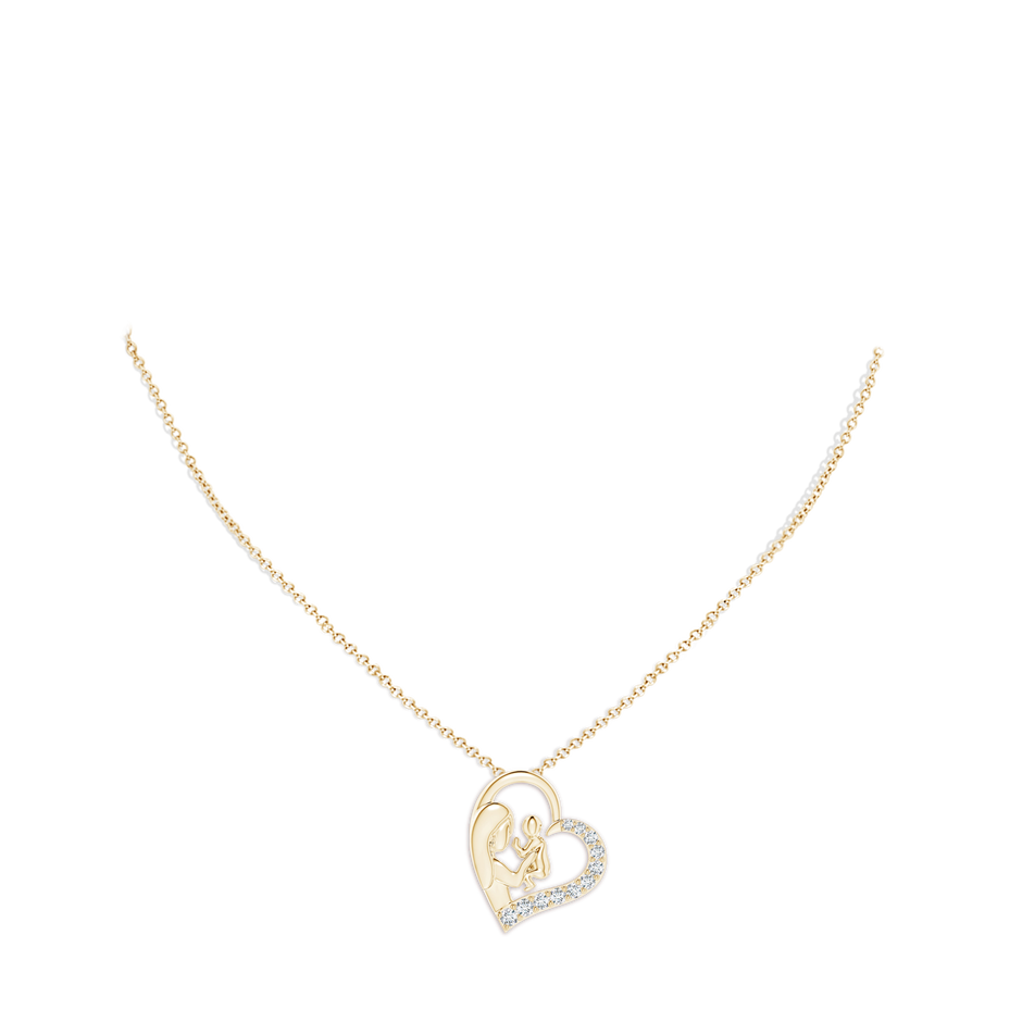 2mm GVS2 Diamond Heart Mother & Baby Pendant in Yellow Gold pen