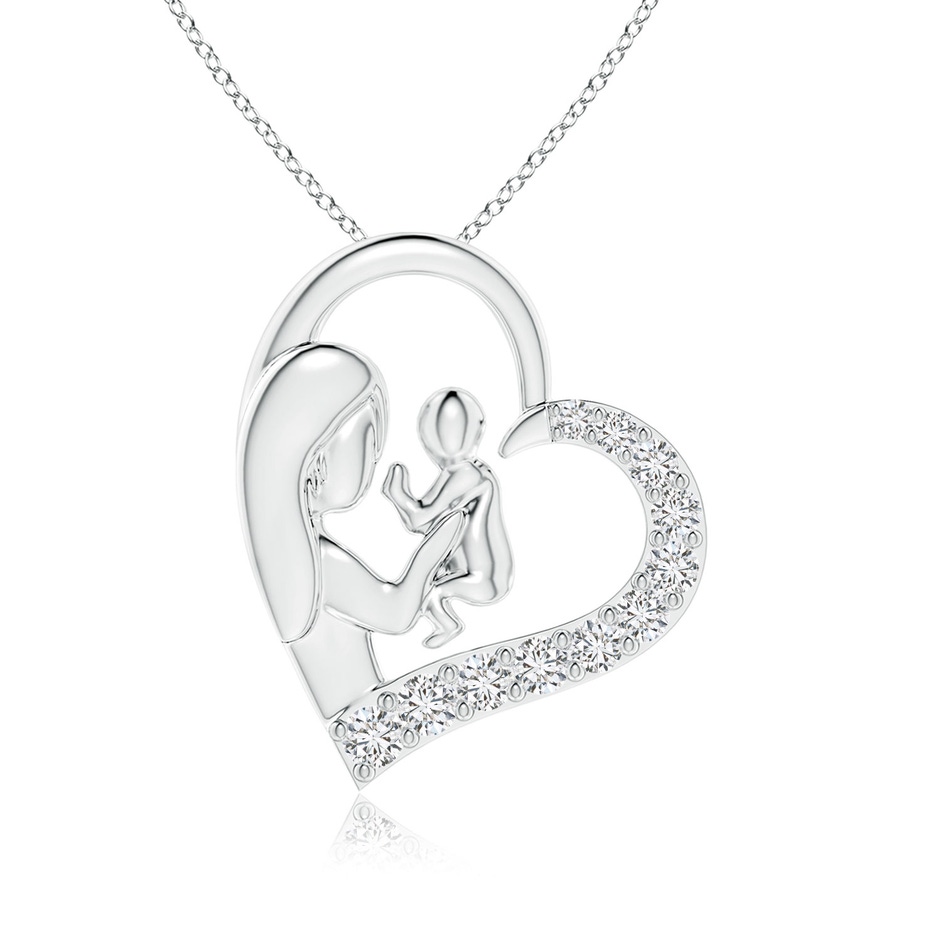 2mm HSI2 Diamond Heart Mother & Baby Pendant in White Gold 