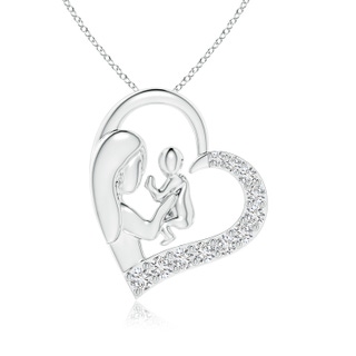 2mm HSI2 Diamond Heart Mother & Baby Pendant in White Gold