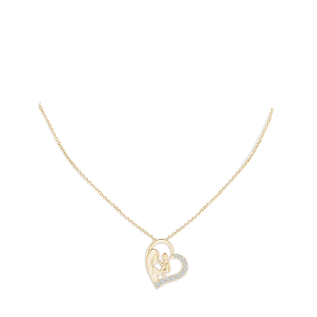 2mm HSI2 Diamond Heart Mother & Baby Pendant in Yellow Gold pen