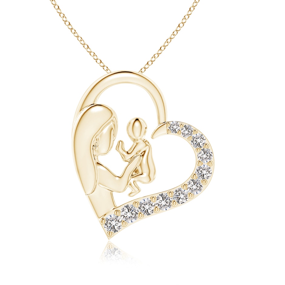 2mm IJI1I2 Diamond Heart Mother & Baby Pendant in 18K Yellow Gold 