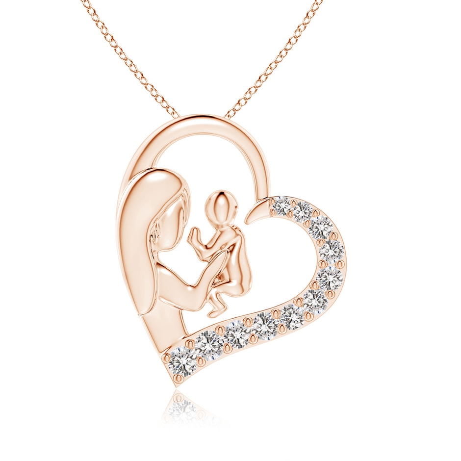 2mm IJI1I2 Diamond Heart Mother & Baby Pendant in Rose Gold 