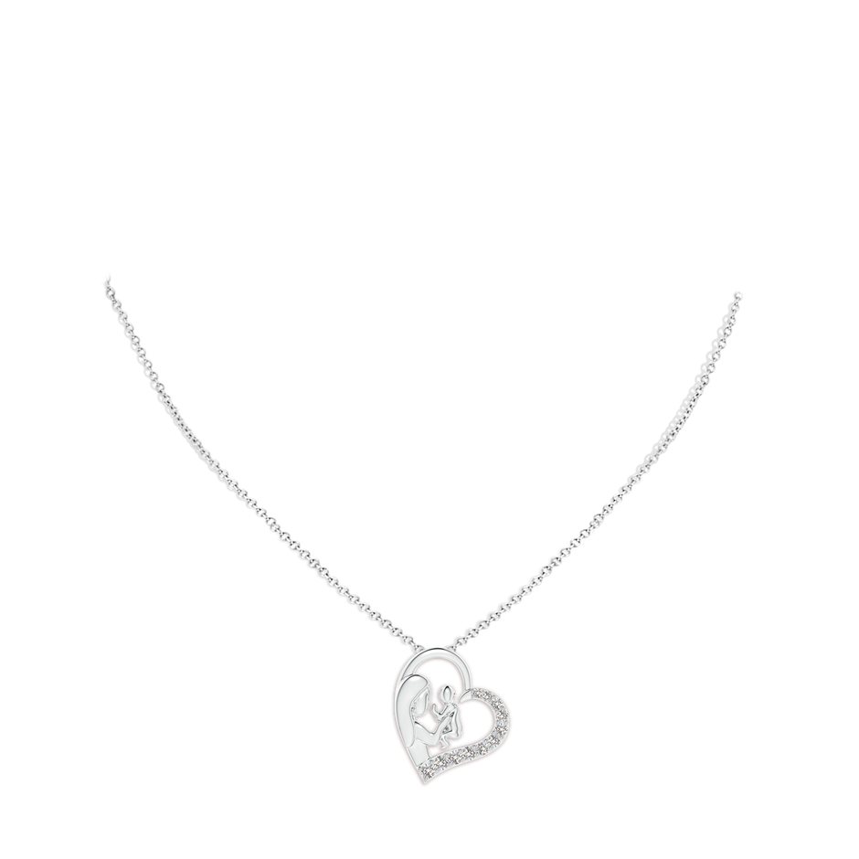 2mm IJI1I2 Diamond Heart Mother & Baby Pendant in White Gold pen