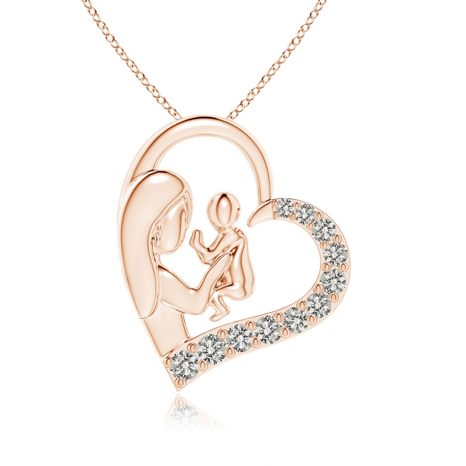 2mm KI3 Diamond Heart Mother & Baby Pendant in Rose Gold 