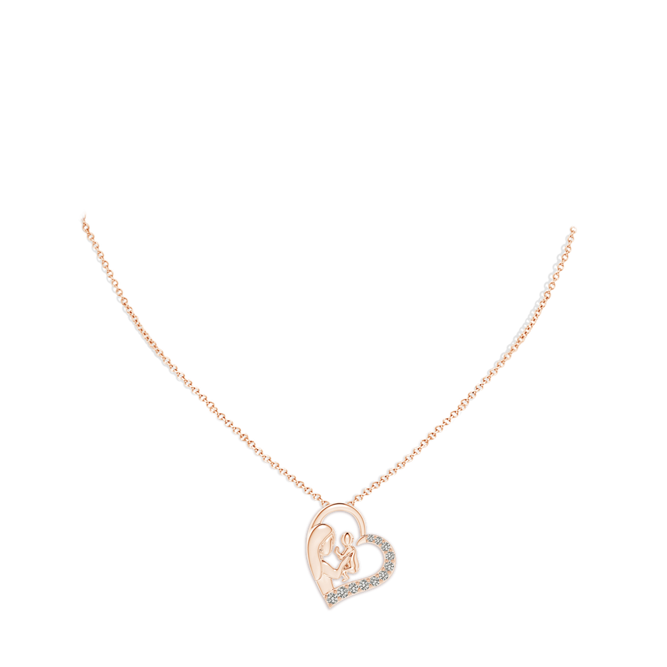 2mm KI3 Diamond Heart Mother & Baby Pendant in Rose Gold pen
