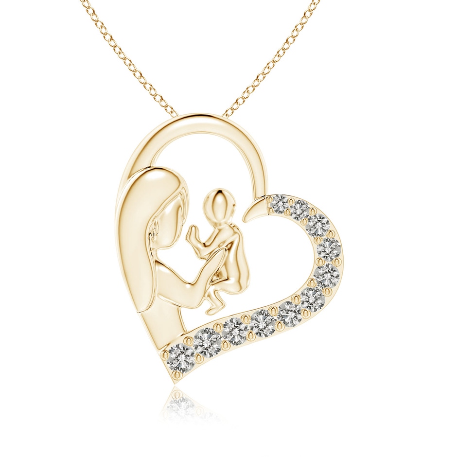 2mm KI3 Diamond Heart Mother & Baby Pendant in Yellow Gold 