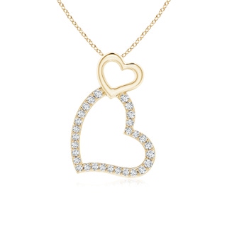 1.1mm GVS2 Diamond Couple Heart Pendant in Yellow Gold