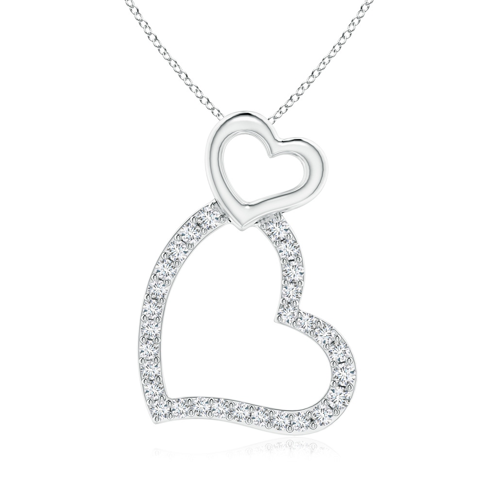 1.3mm GVS2 Diamond Couple Heart Pendant in White Gold