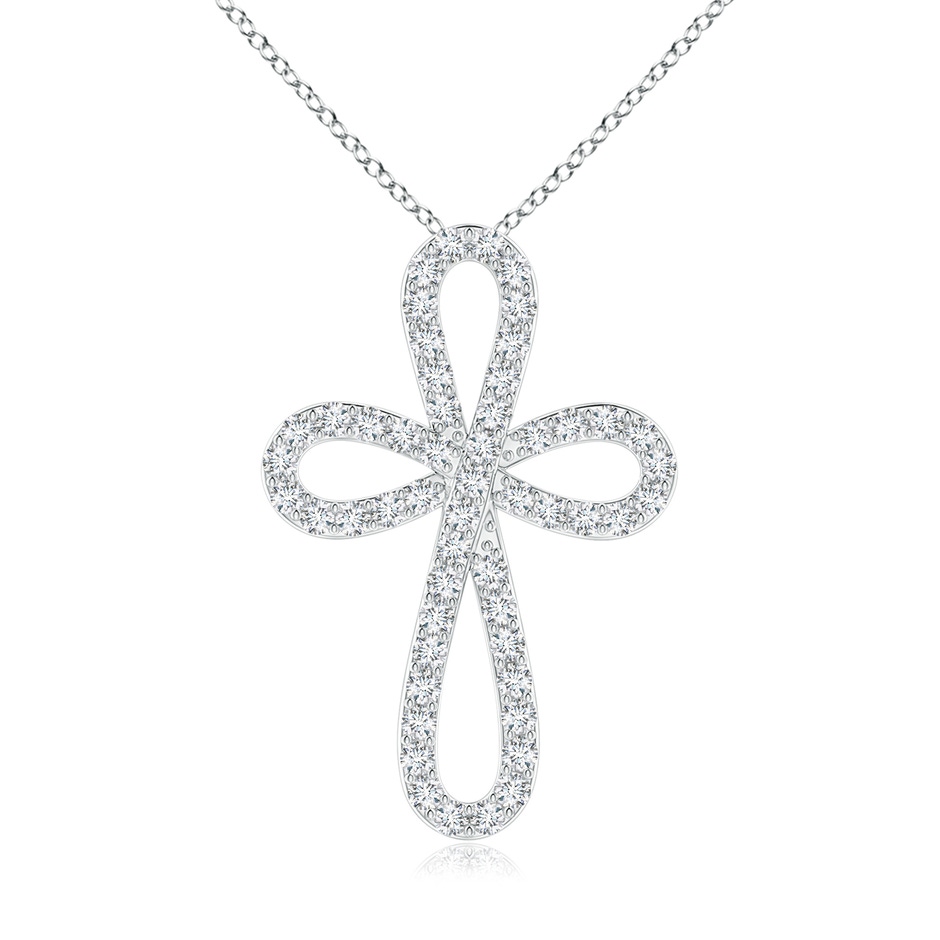 1mm GVS2 Prong-Set Diamond Infinity Bow Cross Pendant in White Gold 