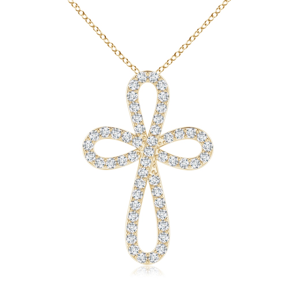 1mm GVS2 Prong-Set Diamond Infinity Bow Cross Pendant in Yellow Gold