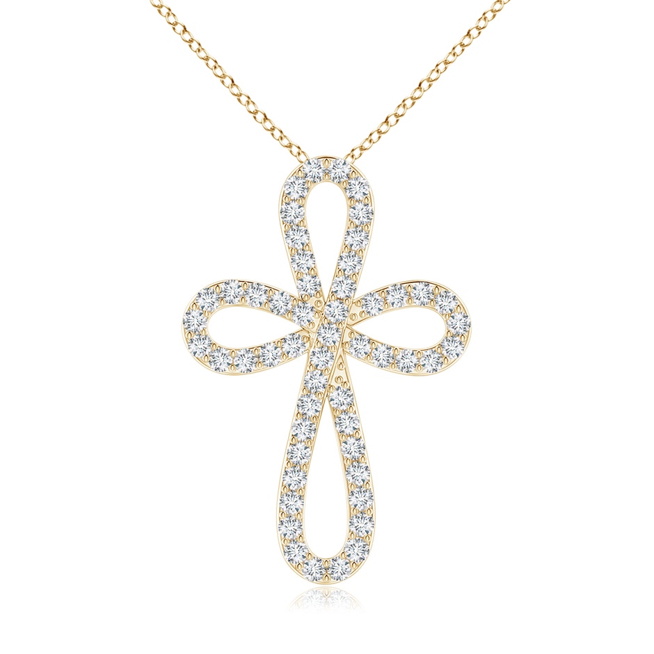 1mm GVS2 Prong-Set Diamond Infinity Bow Cross Pendant in Yellow Gold 