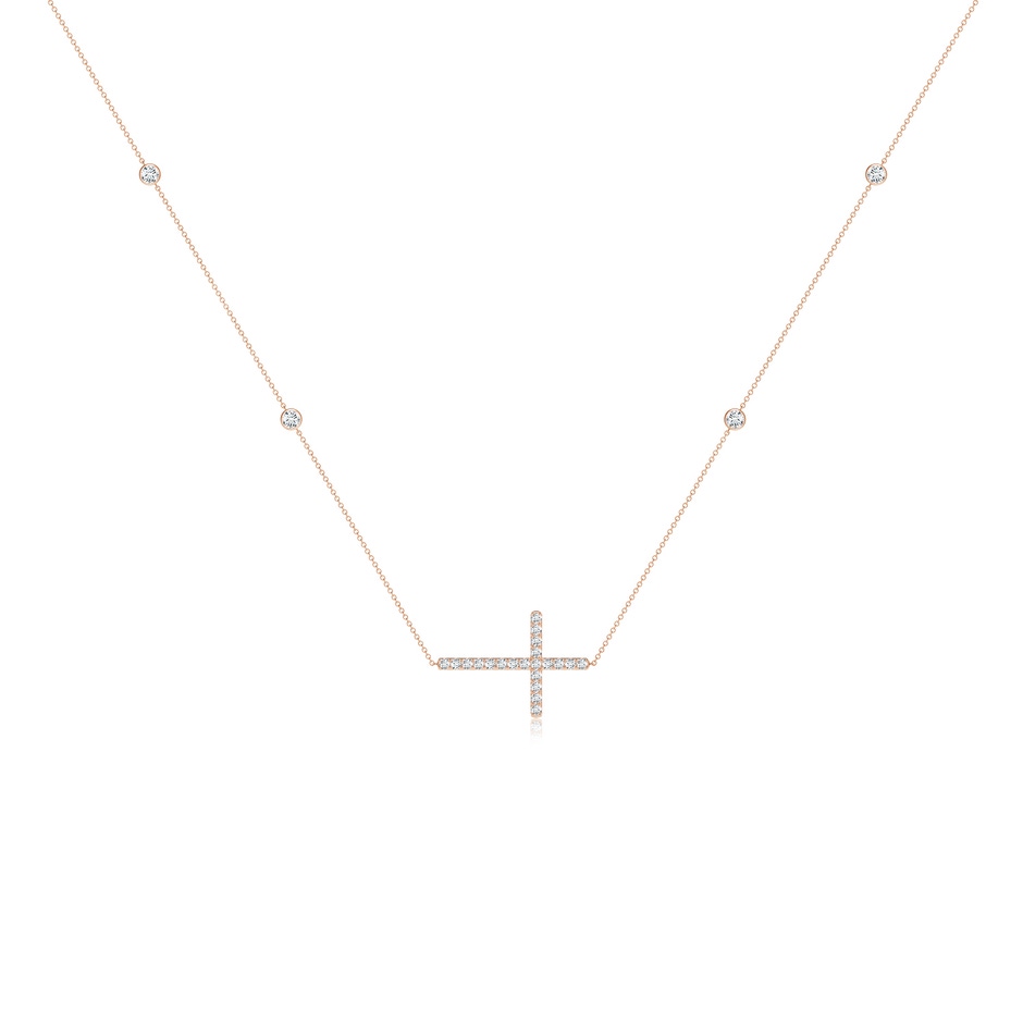 2.4mm GVS2 Diamond Sideways Cross Station Necklace in Rose Gold 