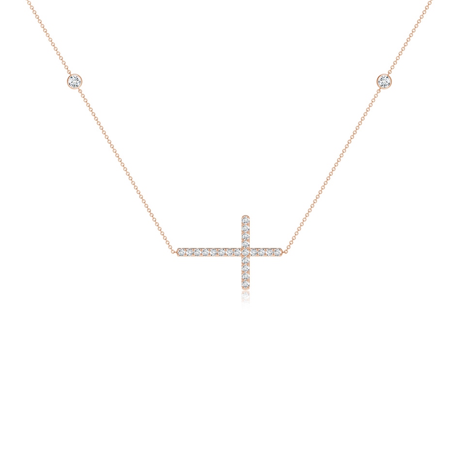 2.4mm GVS2 Diamond Sideways Cross Station Necklace in Rose Gold side 199
