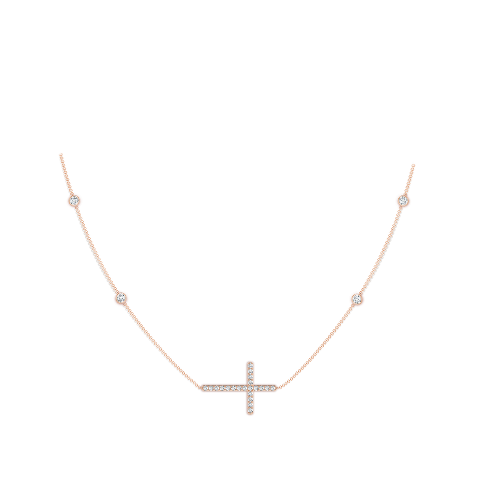 2.4mm GVS2 Diamond Sideways Cross Station Necklace in Rose Gold pen