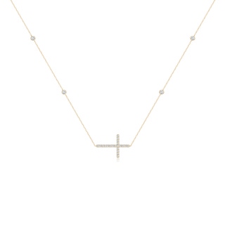 2.4mm GVS2 Diamond Sideways Cross Station Necklace in Yellow Gold