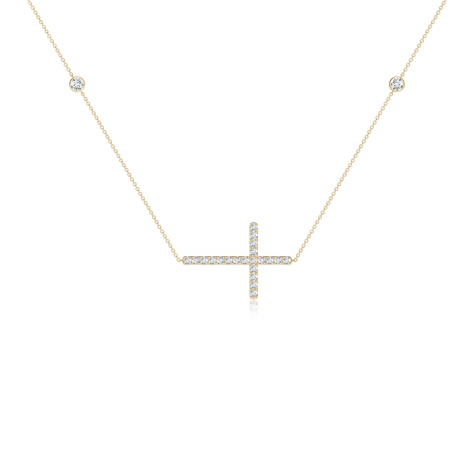 2.4mm GVS2 Diamond Sideways Cross Station Necklace in Yellow Gold side 199