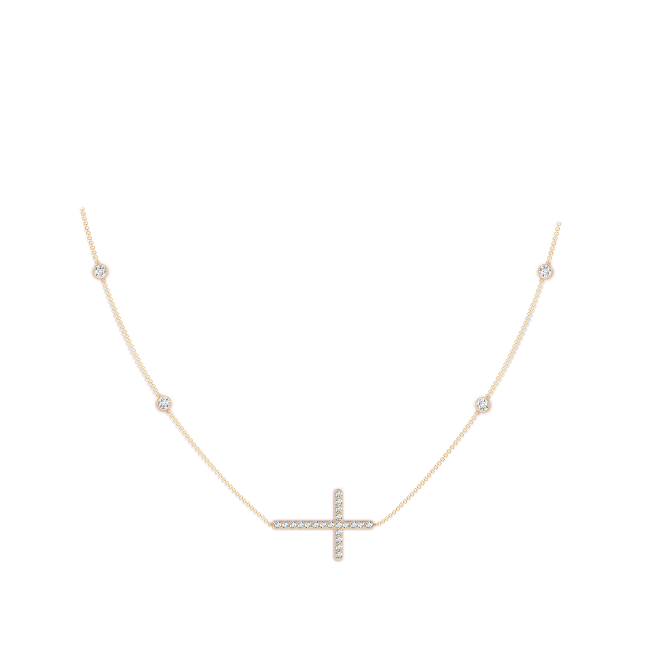 2.4mm GVS2 Diamond Sideways Cross Station Necklace in Yellow Gold pen