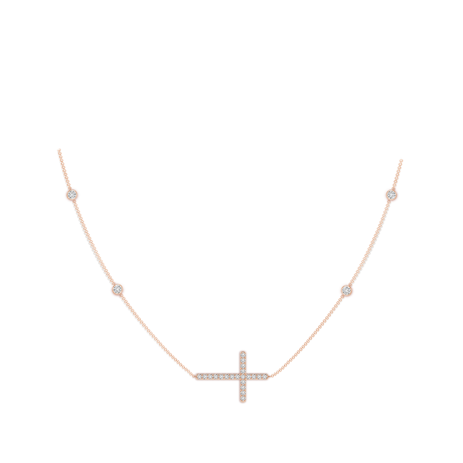 2.4mm HSI2 Diamond Sideways Cross Station Necklace in Rose Gold pen
