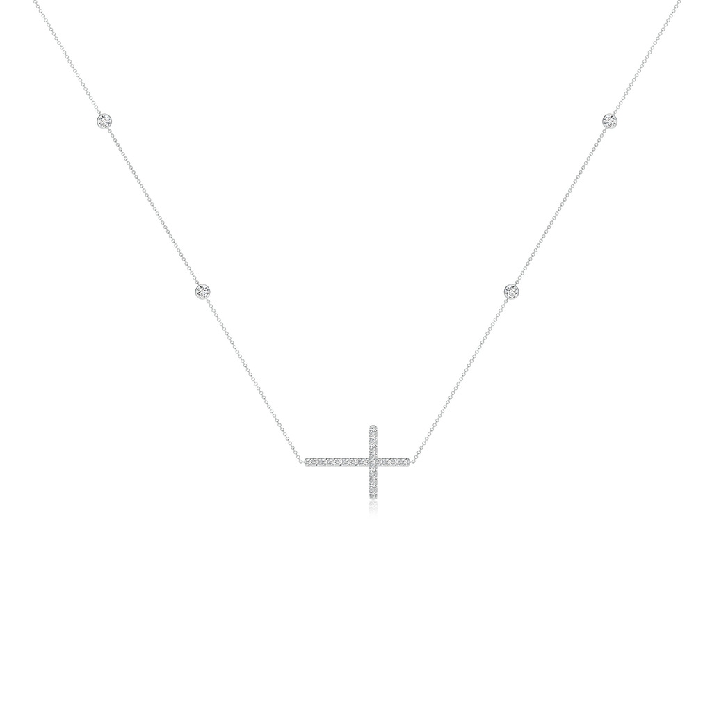 2.4mm HSI2 Diamond Sideways Cross Station Necklace in White Gold
