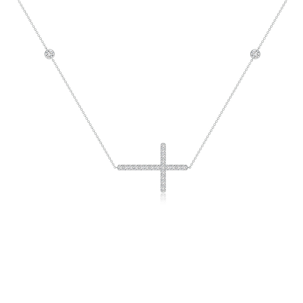 2.4mm HSI2 Diamond Sideways Cross Station Necklace in White Gold Side 199