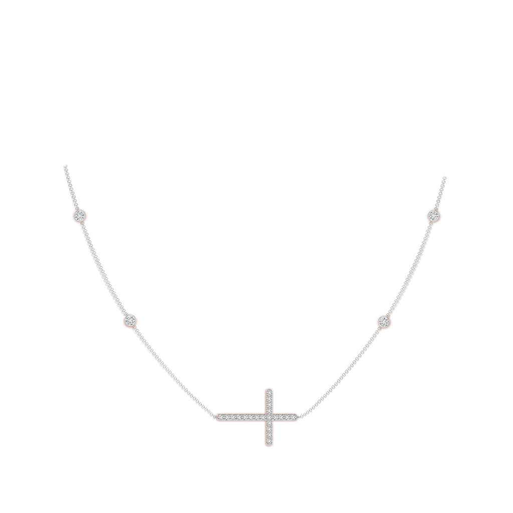 2.4mm HSI2 Diamond Sideways Cross Station Necklace in White Gold pen
