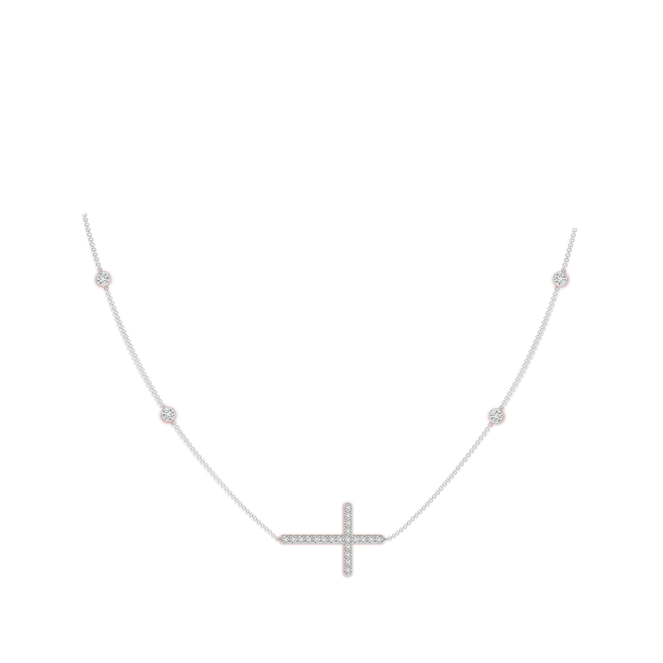 2.4mm HSI2 Diamond Sideways Cross Station Necklace in White Gold pen