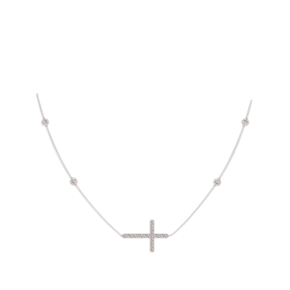 2.4mm IJI1I2 Diamond Sideways Cross Station Necklace in White Gold pen