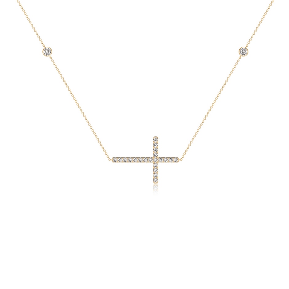 2.4mm IJI1I2 Diamond Sideways Cross Station Necklace in Yellow Gold side 199