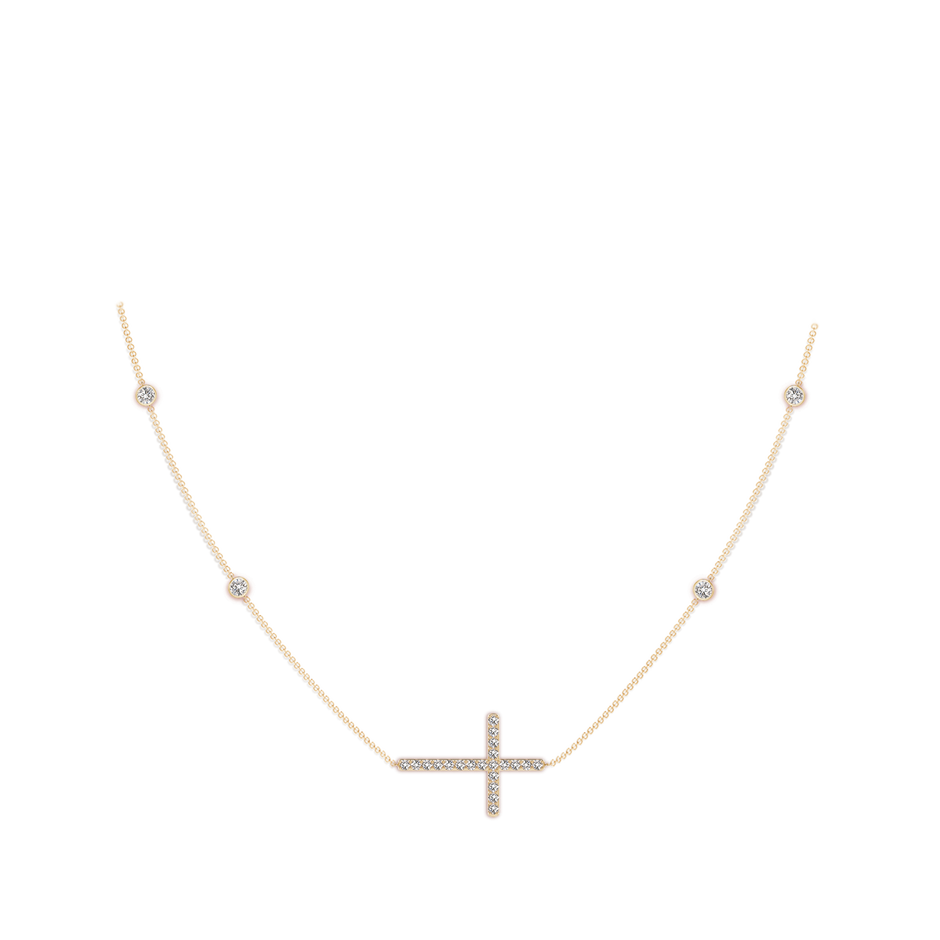 2.4mm IJI1I2 Diamond Sideways Cross Station Necklace in Yellow Gold pen