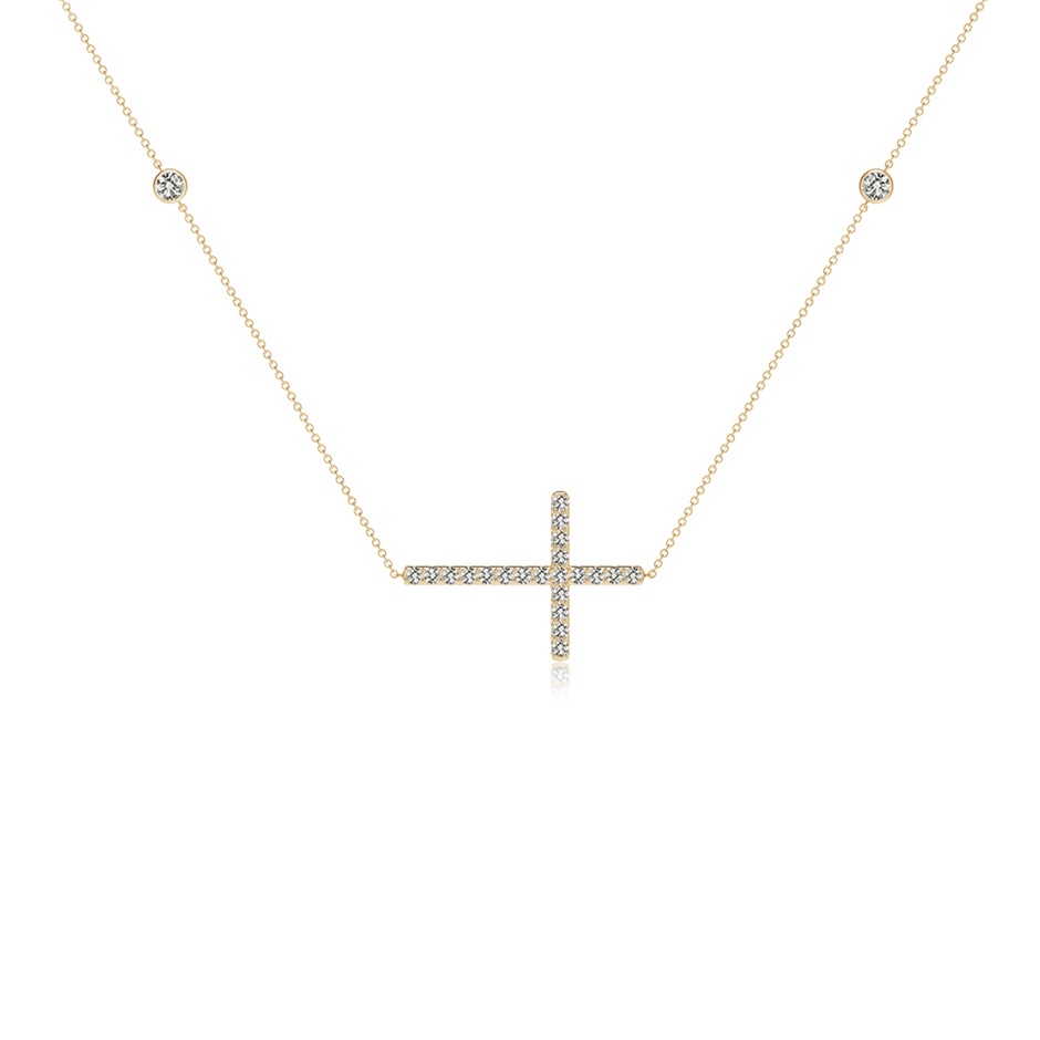 2.4mm KI3 Diamond Sideways Cross Station Necklace in Yellow Gold side 199