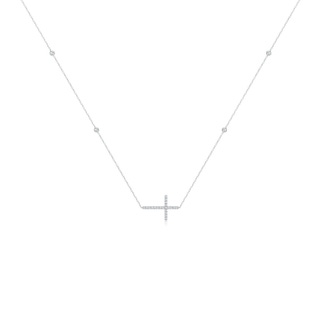 2mm GVS2 Diamond Sideways Cross Station Necklace in White Gold