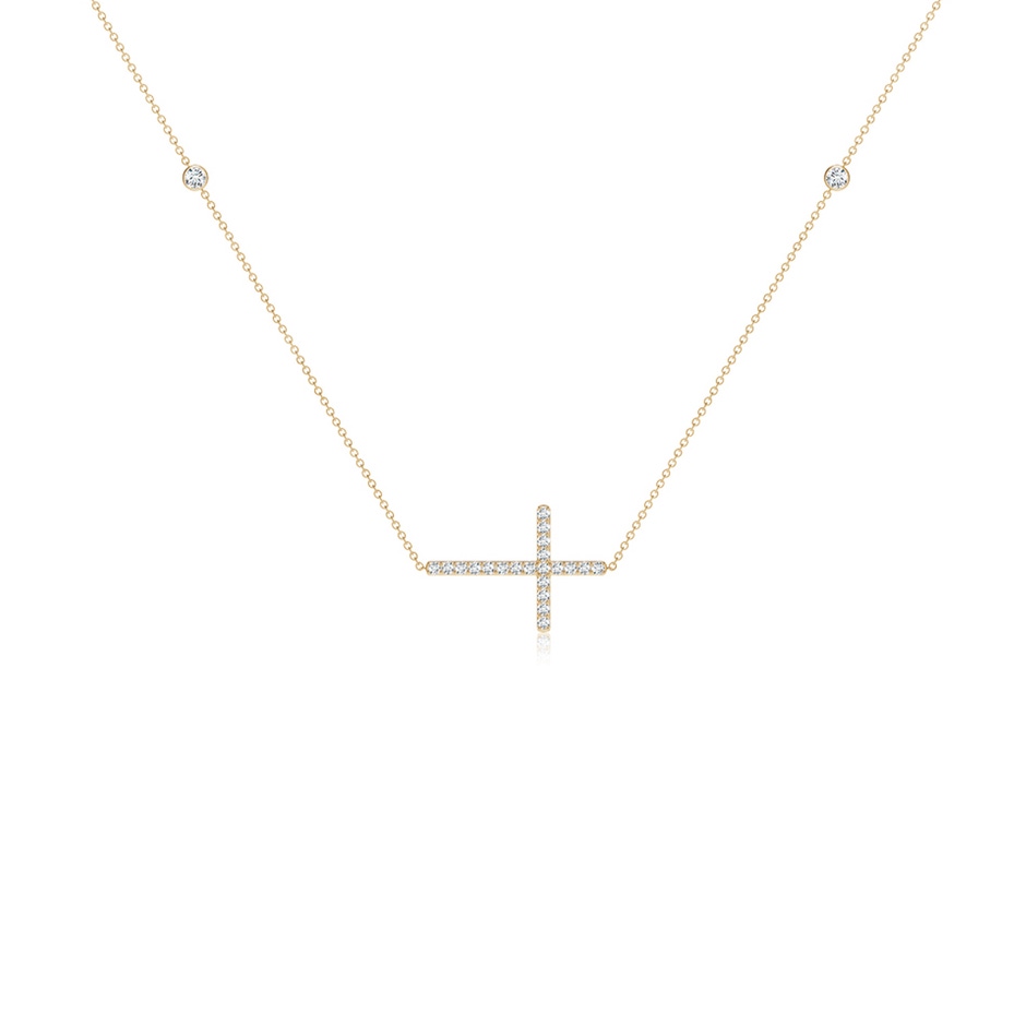 2mm GVS2 Diamond Sideways Cross Station Necklace in Yellow Gold side 199